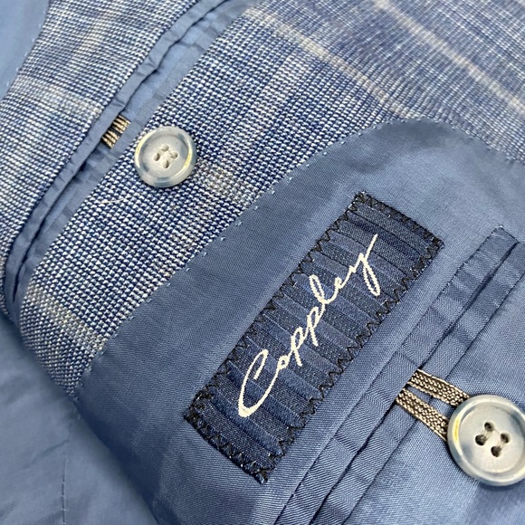 Coppley Blue w/ Grey Windowpane Silk Sport Coat 44 - Picture 5 of 7